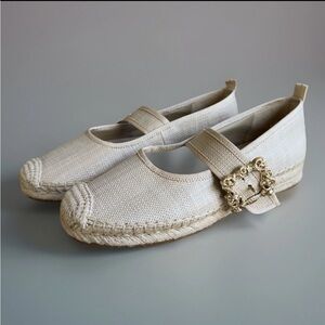 Sam Edelman Maddy Espadrilles Cap Toe Mary Jane Ballet Flat Light Natural 8.5